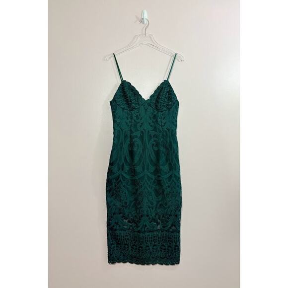 Bardot Gia Lace Dress in Forest Green Size 8 - Picture 2 of 11